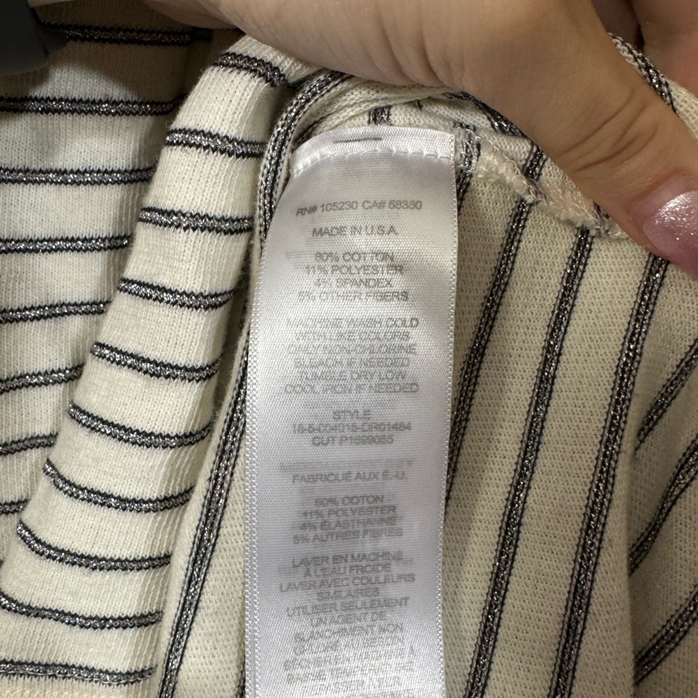 Current/Elliott Silver Metallic Striped The Quince Knit Midi Dress - Picture 7 of 7